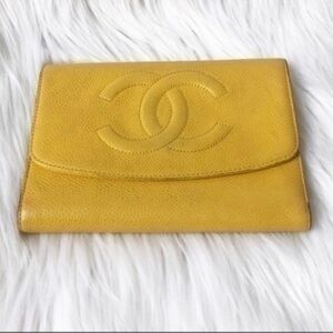 Chanel Caviar Yellow Billfold Wallet